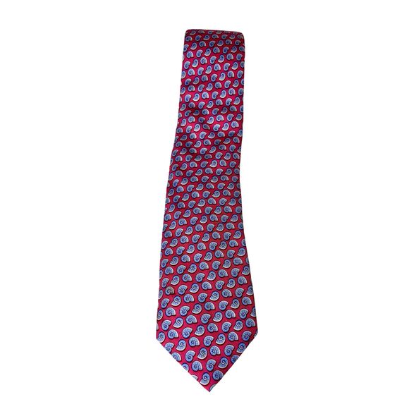 Vineyard Vines 100% Silk Tie Red & Blue Oyster Print Mens Necktie - Picture 1 of 2